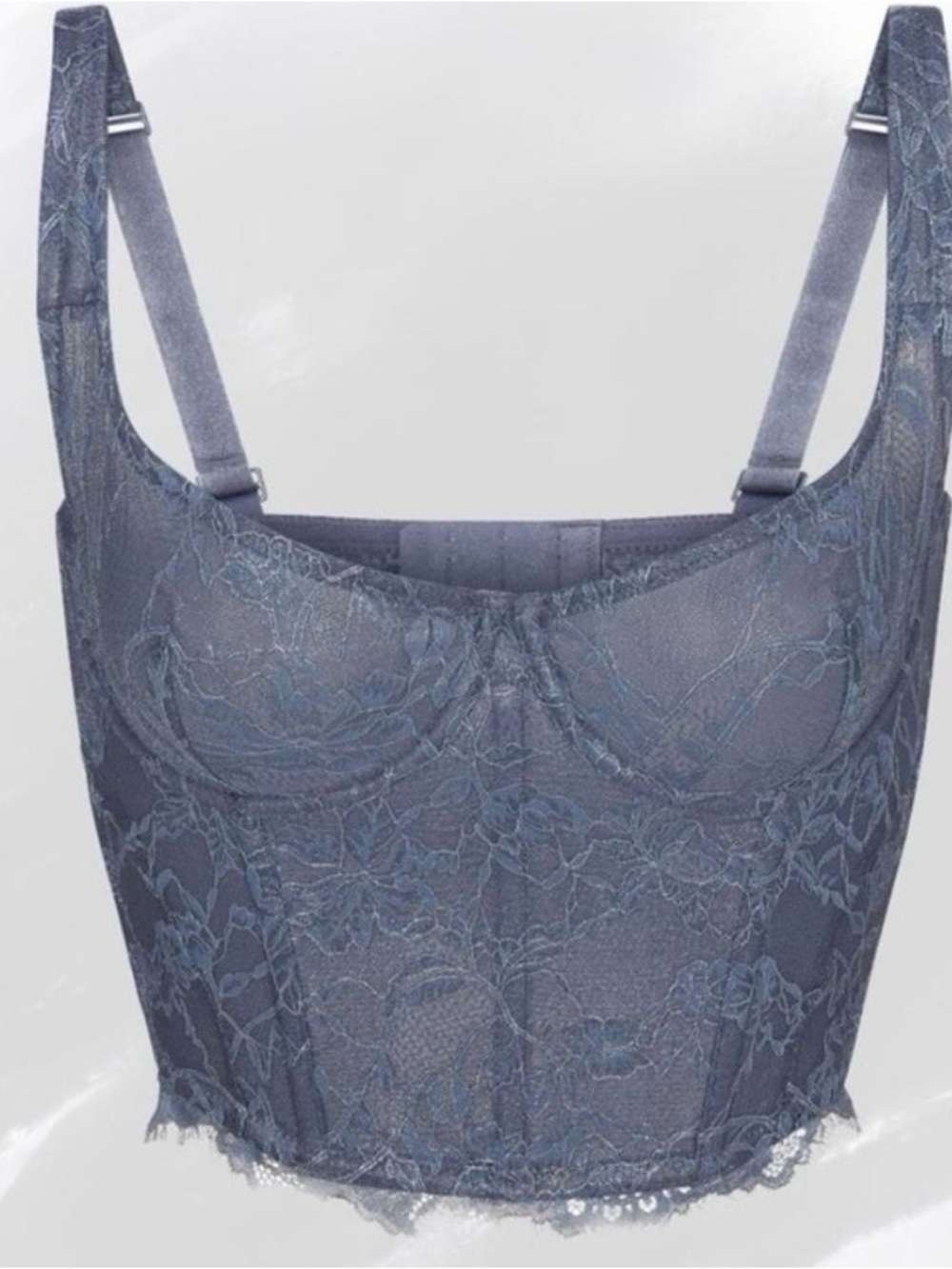 NWT SKIMS Lace Bustier Corset in Thunder Blue Size Medium